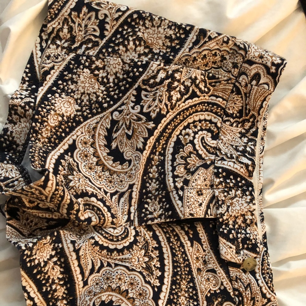 Navy tan white paisley Jcrew chino stretch